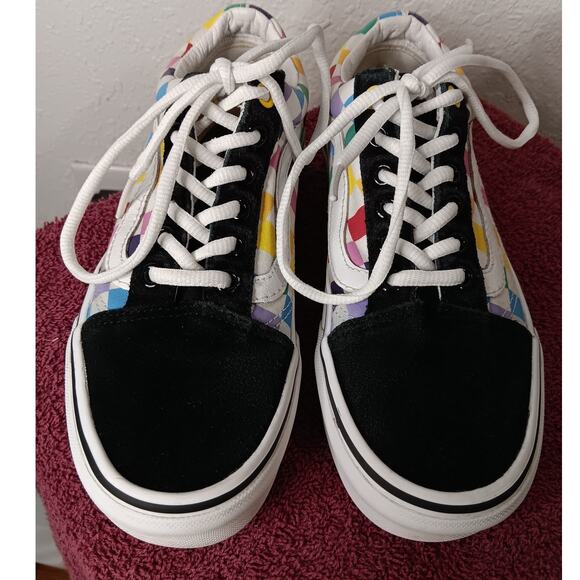 Vans Old School Sneakers Womens 6.5 Rainbow Checkerboard Off The Wall - Picture 4 of 9